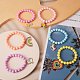 Conjunto de pulseras elásticas de cuentas redondas acrílicas de color caramelo con dijes de esmalte de color arcoíris para niños BJEW-PH01488-4