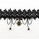 Collares gargantilla de encaje vintage de estilo gótico con cadenas de hierro X-NJEW-R227-61-3