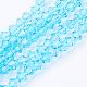 Hebras de cuentas de bicono de vidrio azul cielo claro X-GLAA-S026-06-1
