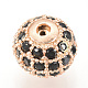 Perles de zircone cubique micro pave en Laiton ZIRC-Q013-6mm-143RG-3