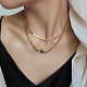 304 Stinless Steel Herringbone & Cuban Link Chains Double Layered Necklaces NJEW-H024-01G-5
