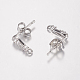 Brass Micro Pave Cubic Zirconia Stud Earring Findings ZIRC-G122-59P-RS-2