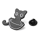 Black Cat with Bowl Alloy Enamel Brooch JEWB-E022-04EB-03-3