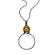 Flat Round Alloy & Glass Magnifying Pendant Necklace for Women PW-WG98149-05-1