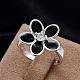 Laiton fleur romantique zircone cubique anneaux émail des doigts RJEW-BB00481-01-3