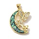 Rack Plating Brass Micro Pave Cubic Zirconia with Synthetic Opal Pendants KK-D088-19G-2