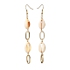 Natural Shell with Oval Ring Dangle Earrings for Girl Women EJEW-JE04662-3
