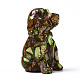 Ornamento modello cane assemblato in bronzo naturale e diaspro imperiale sintetico G-N330-61-5