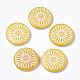 スプレー塗料淡水シェルビーズ  印刷  デイジーの花とフラットラウンド  オレンジ  20x4mm  穴：0.8mm X-SHEL-N026-05E-1