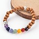 Buddha tête chakra bracelets en perles de bois stretch BJEW-JB02224-2