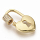 Brass Micro Pave Clear Cubic Zirconia Screw Carabiner Lock Charms ZIRC-S066-008-3