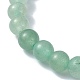 Bracelets extensibles en perles rondes en aventurine verte naturelle BJEW-JB09881-03-4