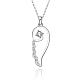 Silver Color Plated Brass Cubic Zirconia Wing Pendant Necklaces NJEW-BB09467-B-1