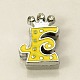 Yellow Letter.E Alloy Enamel Rhinestone Slide Charm DIY Jewelry Findings X-ENAM-A126P-E05-1