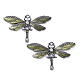 Gunmetal colgantes libélula esmalte plateado aleación ENAM-J028-01B-1
