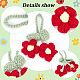 5Pcs 5 Colors Crochet Puff Flower Pendant Decorations with Adjustable Leaf DIY-FG0004-12-4