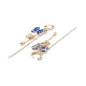 4 Pairs 4 Color Glass Butterfly Dangle Hoop Earrings with Clear Cubic Zirconia EJEW-TA00153-7