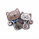 Pasador de esmalte de gato doble JEWB-N007-028-FF-2