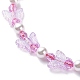 Acrylic Butterfly & Plastic Pearl Braided Beaded Necklace for Women NJEW-JN04053-4