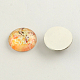Flower Pattern Flatback Half Round Glass Dome Cabochons for DIY Projects X-GGLA-R026-15mm-05E-1