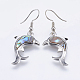 Abalone Shell/Paua Shell Dangle Earrings EJEW-F147-A02-1