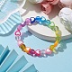 Круглые эластичные браслеты из акрилового бисера в форме сердца и граней BJEW-JB10245-01-4