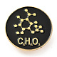 合金エナメルブローチ  エナメルピン  バタフライクラッチ付き  化学記号とフラットラウンド  ゴールドカラー  ブラック  30x10mm JEWB-P006-D04-1