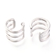 Rhodium Plated 925 Sterling Silver Cuff Earrings EJEW-H124-12P-2