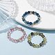 3Pcs Natural Agate Faceted Round Stretch Finger Rings RJEW-JR00637-2