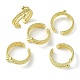 Rack Plating Brass Triple Line Open Cuff Ring for Women RJEW-K243-04G-1