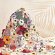 Tela de encaje de tul de poliéster con flores bordadas de estilo étnico DIY-WH0399-58-4