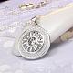 Silver Plated Brass Cubic Zirconia Flat Round Pendant Necklaces NJEW-BB07982-4