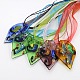 Free Gift Box Handmade Dichroic Glass Pendant Necklaces NJEW-JN00778-7