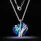 SHEGRACE Beautiful Platinum Plated Mazarine Austria Crystal Heart Pendant Necklace JN244A-3