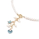Starfish and Shell Pendant Necklace with Grade A Natural Pearl for Women NJEW-JN03799-4