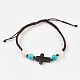 Adjustable Synthetic Turquoise(Dyed) Braided Bead Bracelets BJEW-JB03931-1