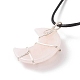 Collar con colgante de luna creciente de cuarzo rosa natural NJEW-TA00032-04-5