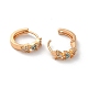 Brass Hoop Earrings with Rhinestone EJEW-K256-61KCG-2