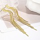 Brass Chains Tassel Earrings EJEW-P236-02G-4