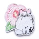 機械刺繍布地手縫い/アイロンワッペン  マスクと衣装のアクセサリー  アップリケ  花と猫  カラフル  58x52x2mm DIY-E025-A08-2
