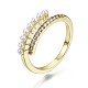 Brass Micro Pave Clear Cubic Zirconia Cuff Rings RJEW-S044-117-NF-1