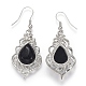 Synthetic Black Stone Dangle Earrings EJEW-P172-03-2