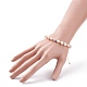 Natural Pearl Beaded Bracelet with Brass Heart Charm for Women BJEW-JB08165-01-3