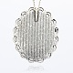 Antique Silver Plated Alloy Glass Oval Pendants GLAA-N0008-02-2