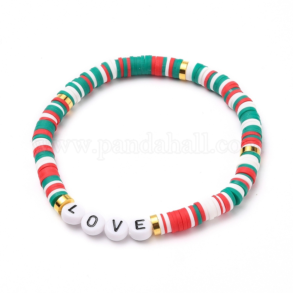 Set di bracciali elastici con perline heishi in argilla polimerica all