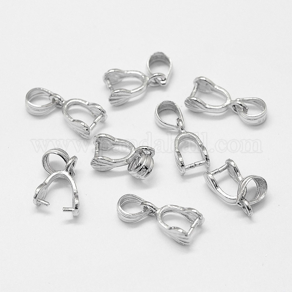 50 Large Silver Plated Pendant Bails For Un-drilled Items – Brass Settings