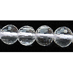 Perles de cristal de quartz brins, perles de cristal de roche, facetté (128 facettes), ronde, 10mm, Trou: 1mm