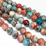Chapelets de perles en fossile synthétique, teints et chauffée, ronde, colorées, 10mm, Trou: 1mm, Environ 38 pcs/chapelet, 15.7 pouce