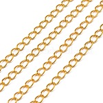 Cadenas retorcidas de hierro, sin soldar, con carrete, oval, dorado, 6.5x4.5x0.8mm