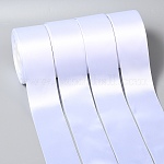 Ruban de satin à face unique, Ruban de polyester, blanc, 2 pouce (50 mm), environ 25yards / rouleau (22.86m / rouleau), 100yards / groupe (91.44m / groupe), 4 rouleaux / groupe
